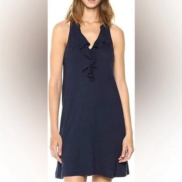 Lilly Pulitzer Shay Dress – True Navy – Size Medium– Ruffle Halter Neck - Picture 1 of 10